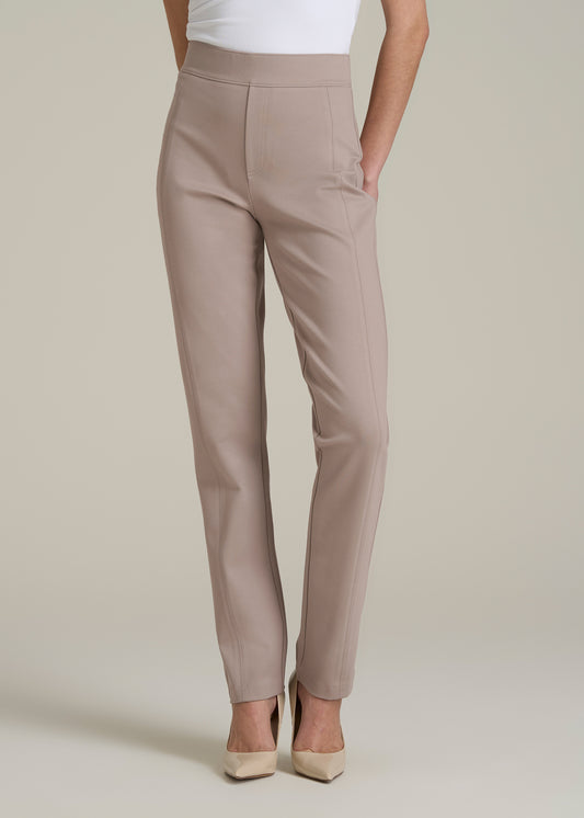 Pull-on Slim Dress Pants for Tall Women in Truly Taupe