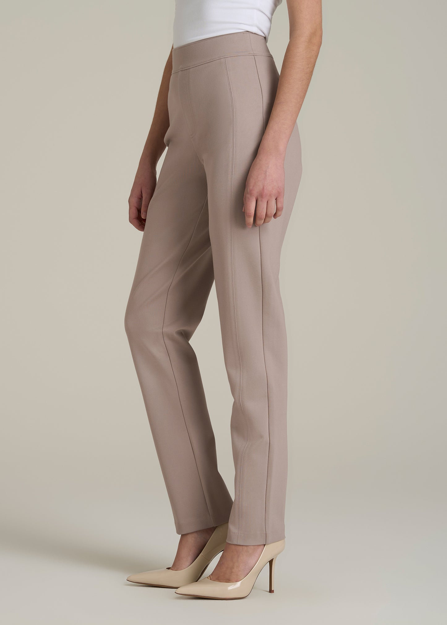 Pull-on Slim Dress Pants for Tall Women in Truly Taupe