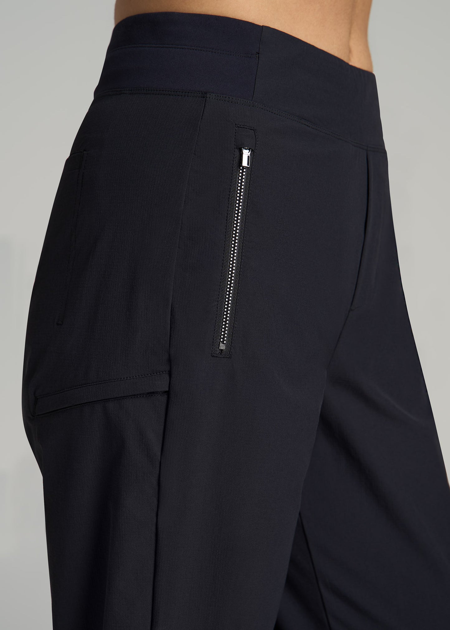 Pull-on Mini Ripstop Pants for Tall Women in Black