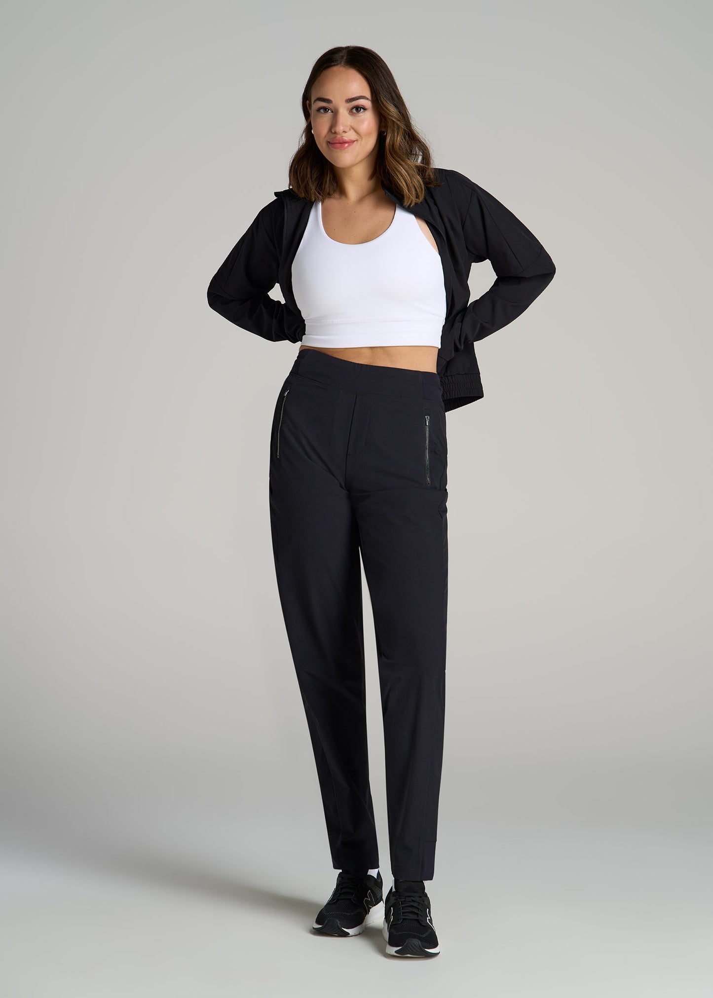 Pull-on Mini Ripstop Pants for Tall Women in Black