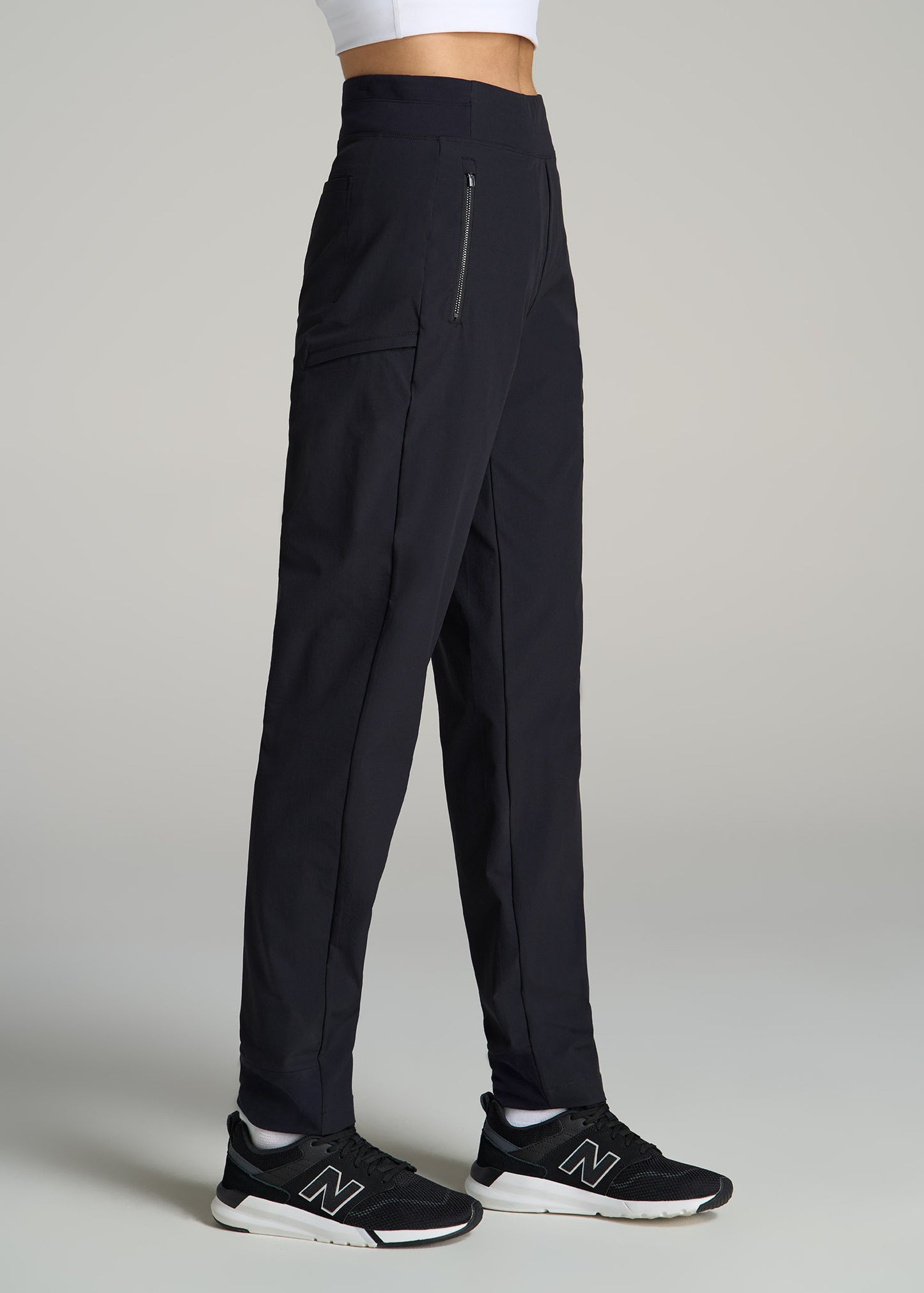 Pull-on Mini Ripstop Pants for Tall Women in Black