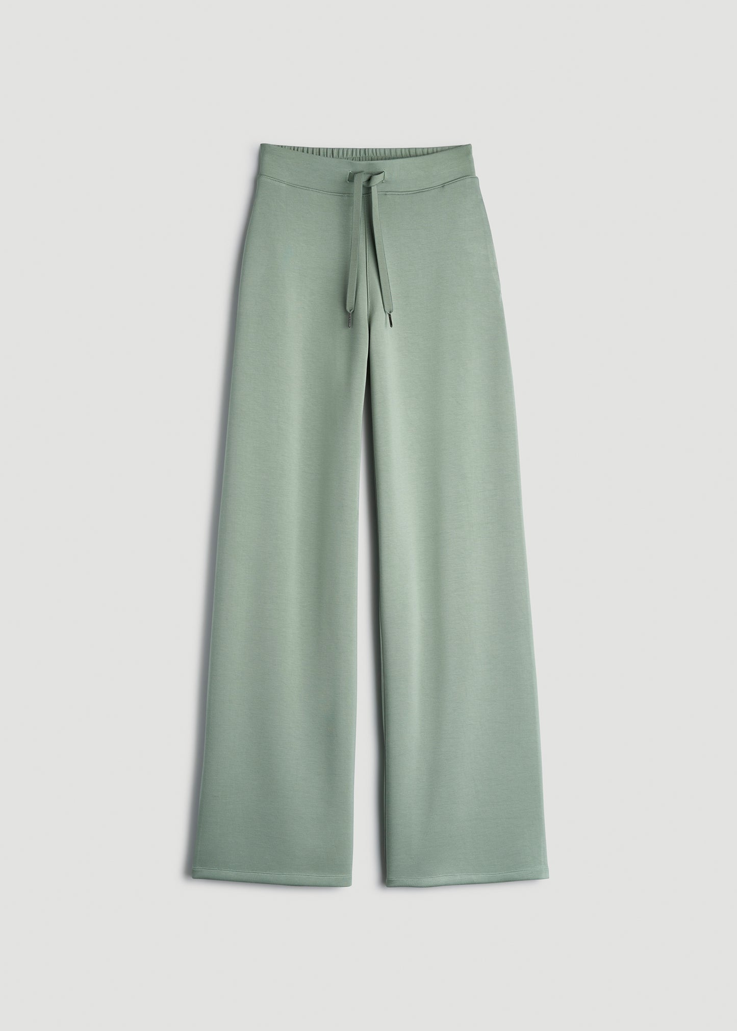 Pull-On Tie Waist Wide Leg Pants for Tall Women in Seagrass