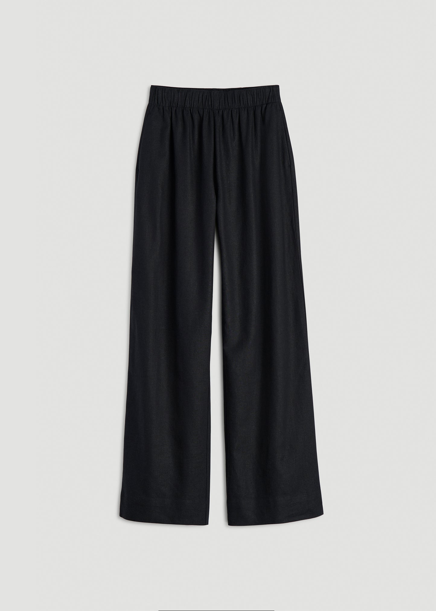 Pull On Wide Leg Linen Pants for Tall Women in Black