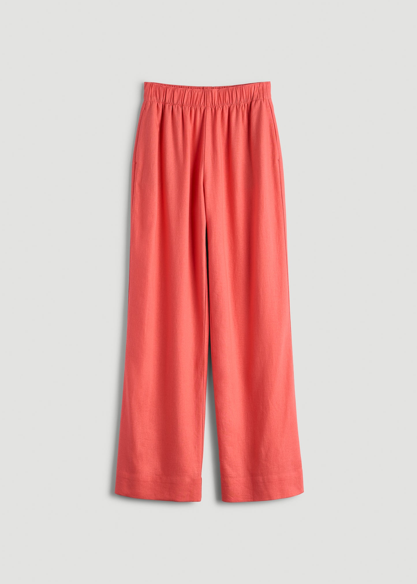 Pull On Wide Leg Linen Pants for Tall Women in Sunset Coral