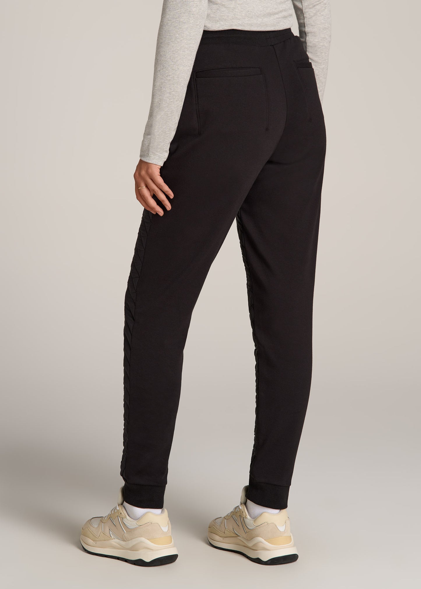 Quilted Joggers for Tall Women in Black