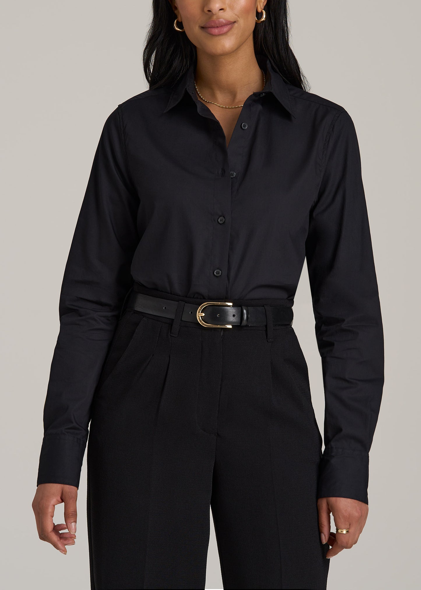 Tall Women's Regular Fit Dress Shirt in Black