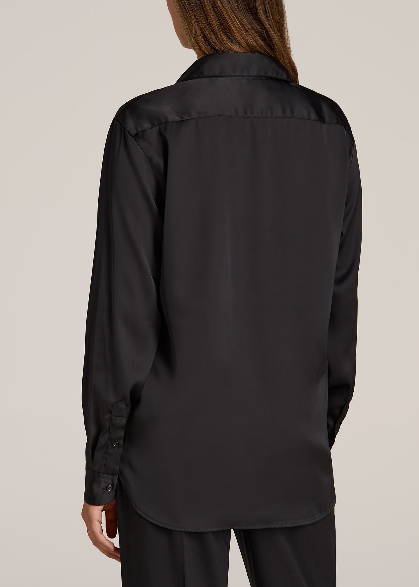 Relaxed Button Up Tall Women's Blouse in Black