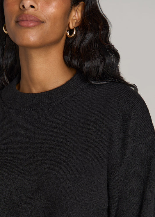 American-Tall-Women-Relaxed-Crewneck-Wool-blend-Sweater-Black-detail