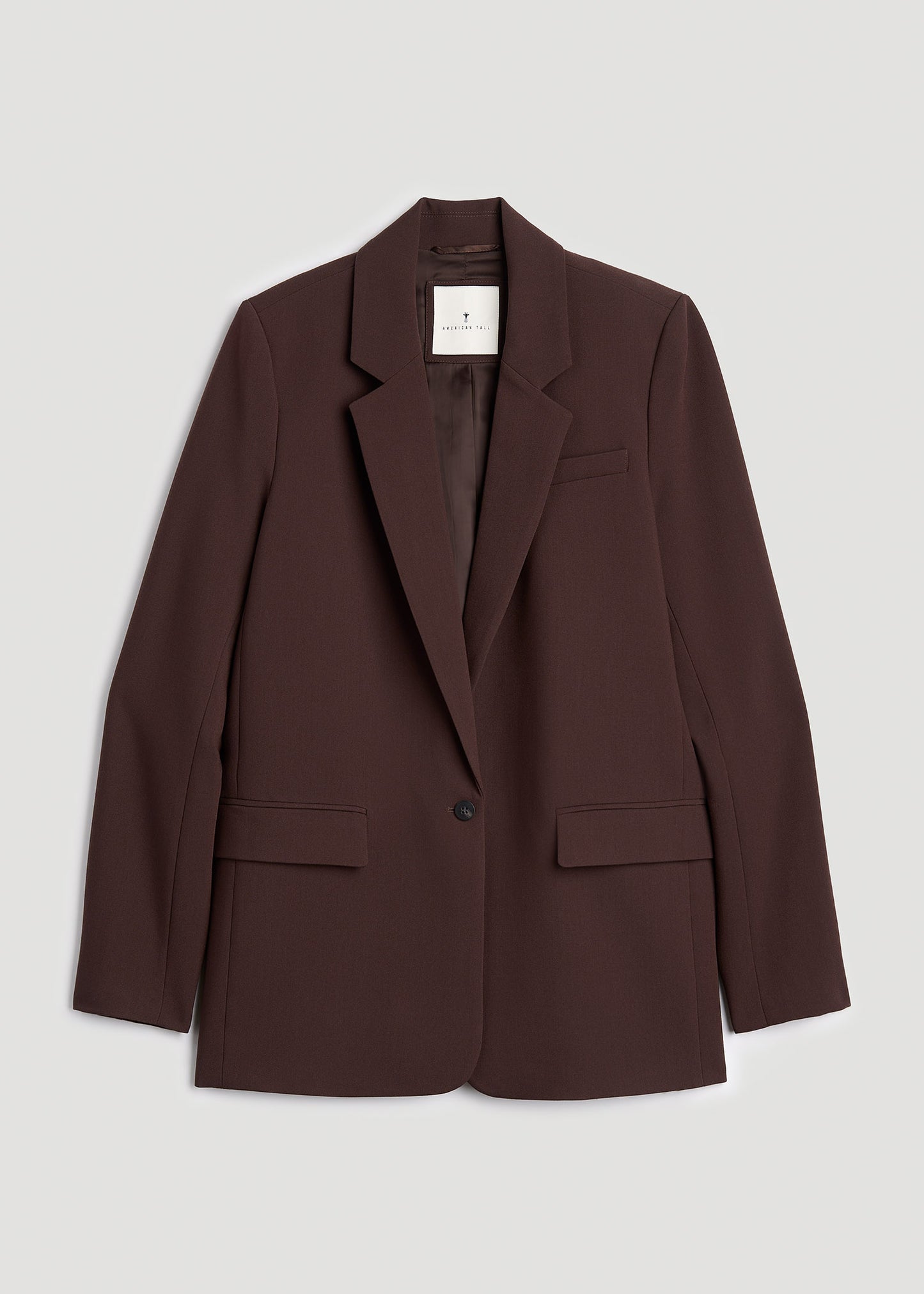 Boyfriend-Fit Single Button Blazer for Tall Women in Chestnut