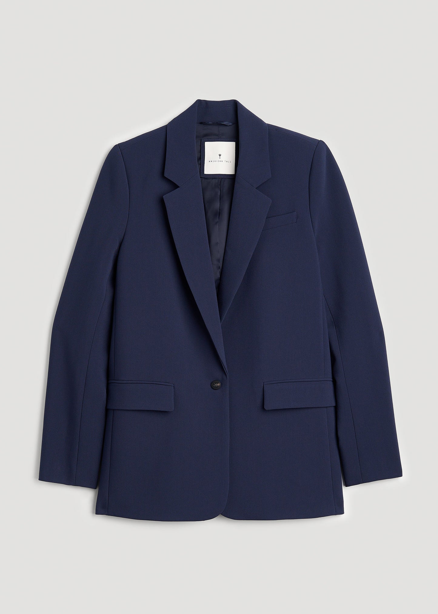 Boyfriend-Fit Single Button Blazer for Tall Women in Navy