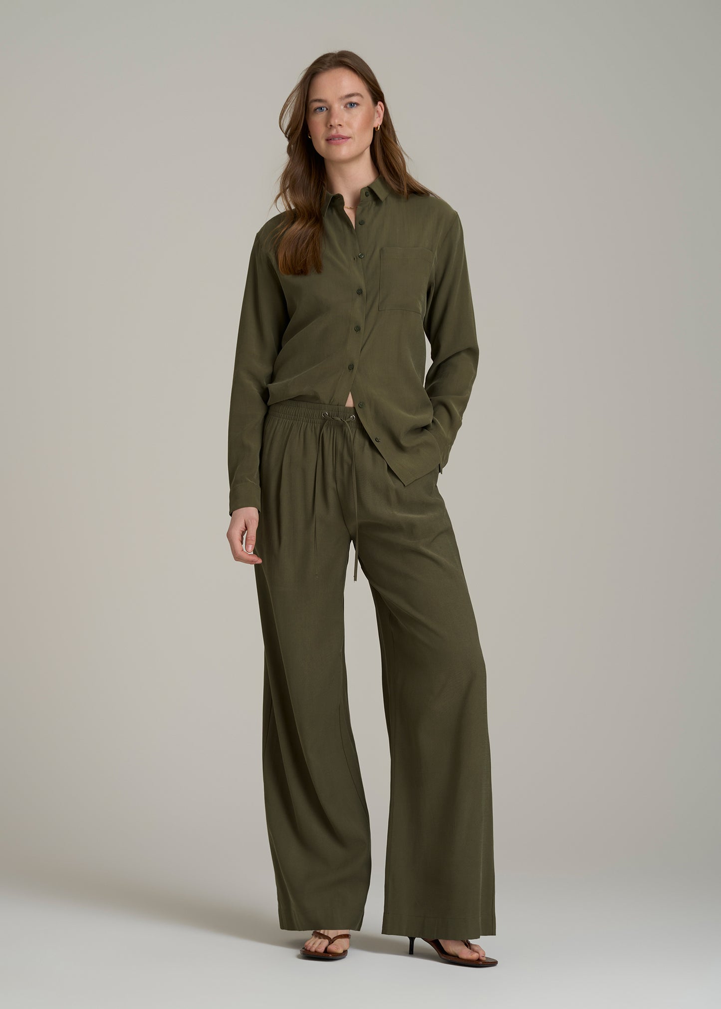 Relaxed Pull On Pants for Tall Women in Forest Night