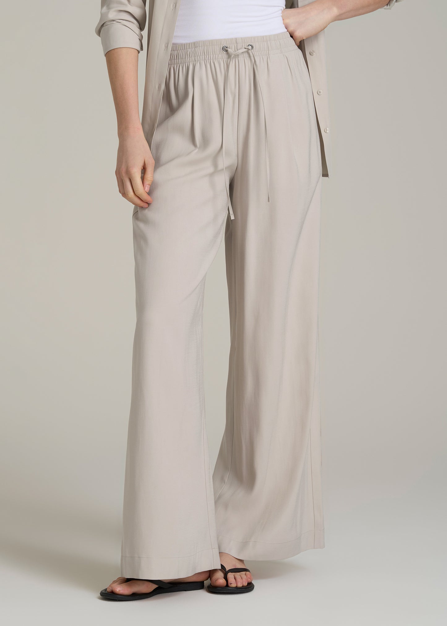 Relaxed Pull On Pants for Tall Women in Stone