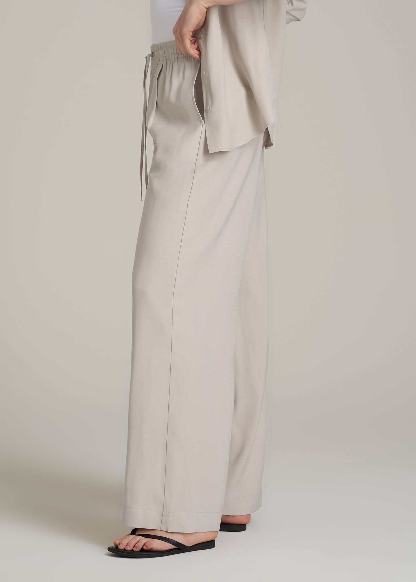 Relaxed Pull On Pants for Tall Women in Stone