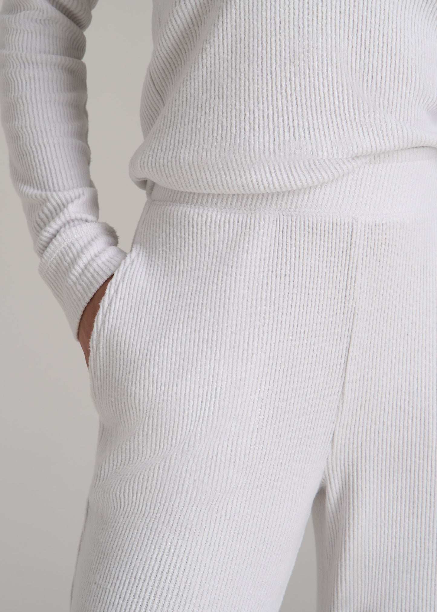 Women's Ribbed Flare Lounge Pants for Tall Women in Cloud White