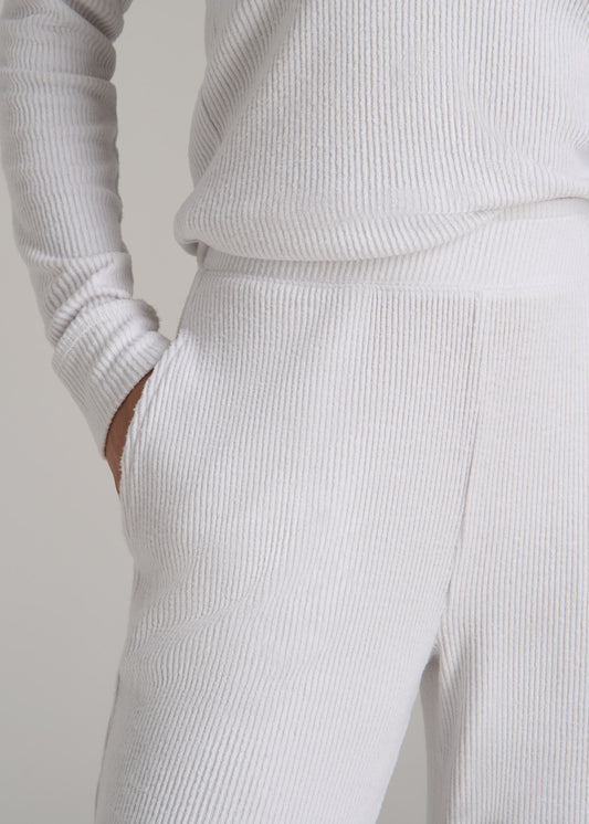 Women's Ribbed Flare Lounge Pants for Tall Women in Cloud White