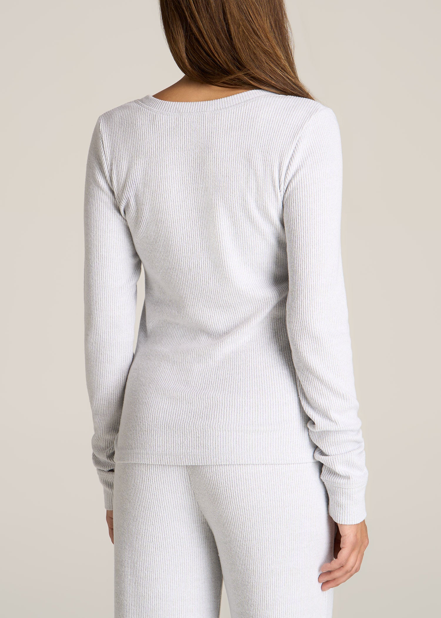 American-Tall-Women-Ribbed-Henley-Lounge-Top-Fog-Grey-Mix-back