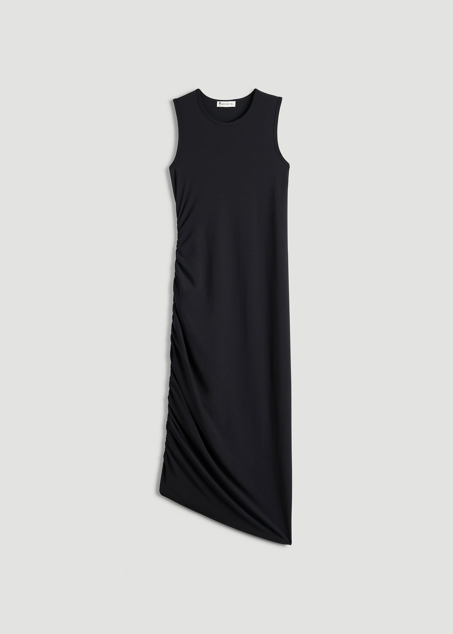 Ruched Jersey Midi Dress for Tall Women in Black