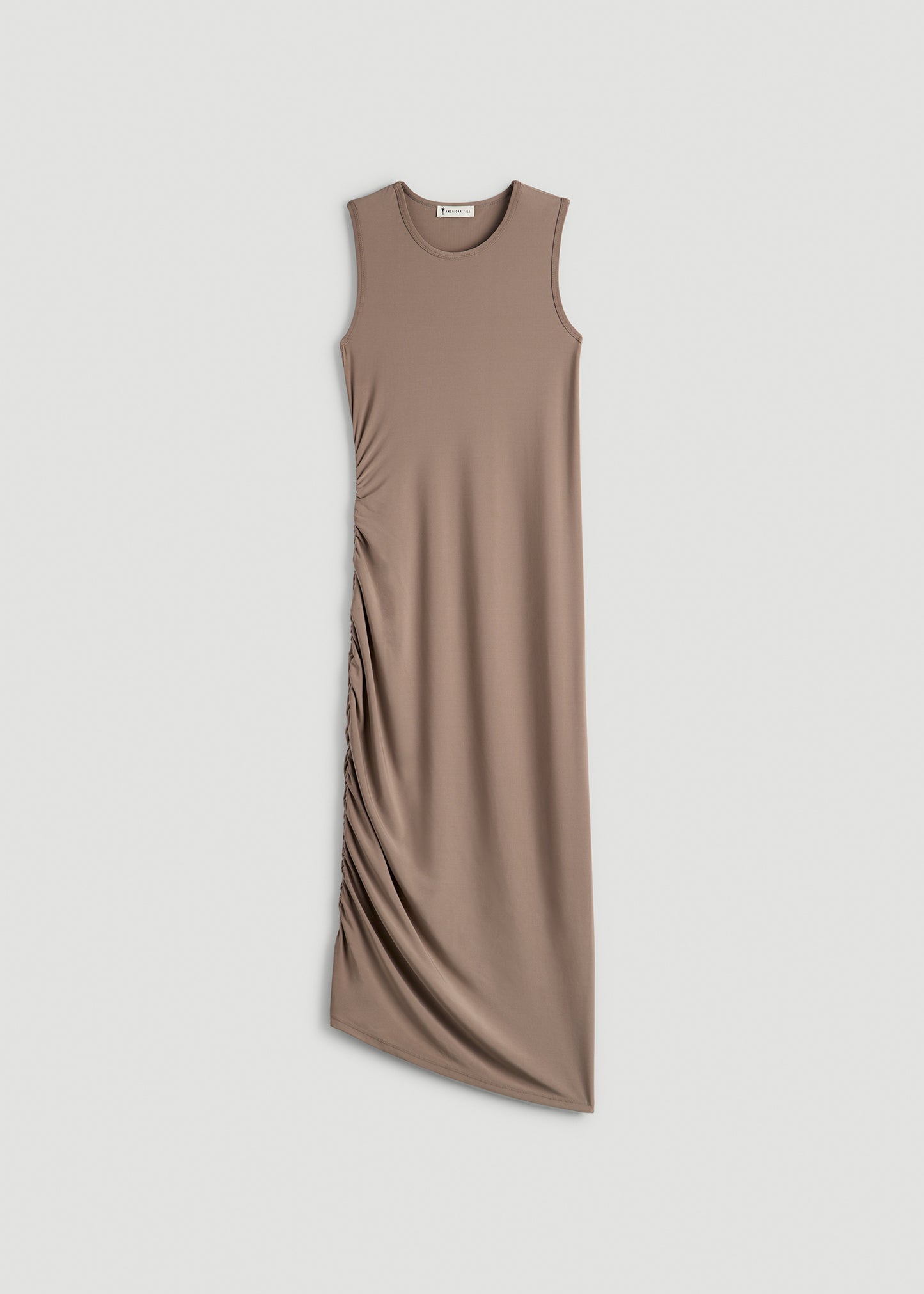 Ruched Jersey Midi Dress for Tall Women in Dark Sand