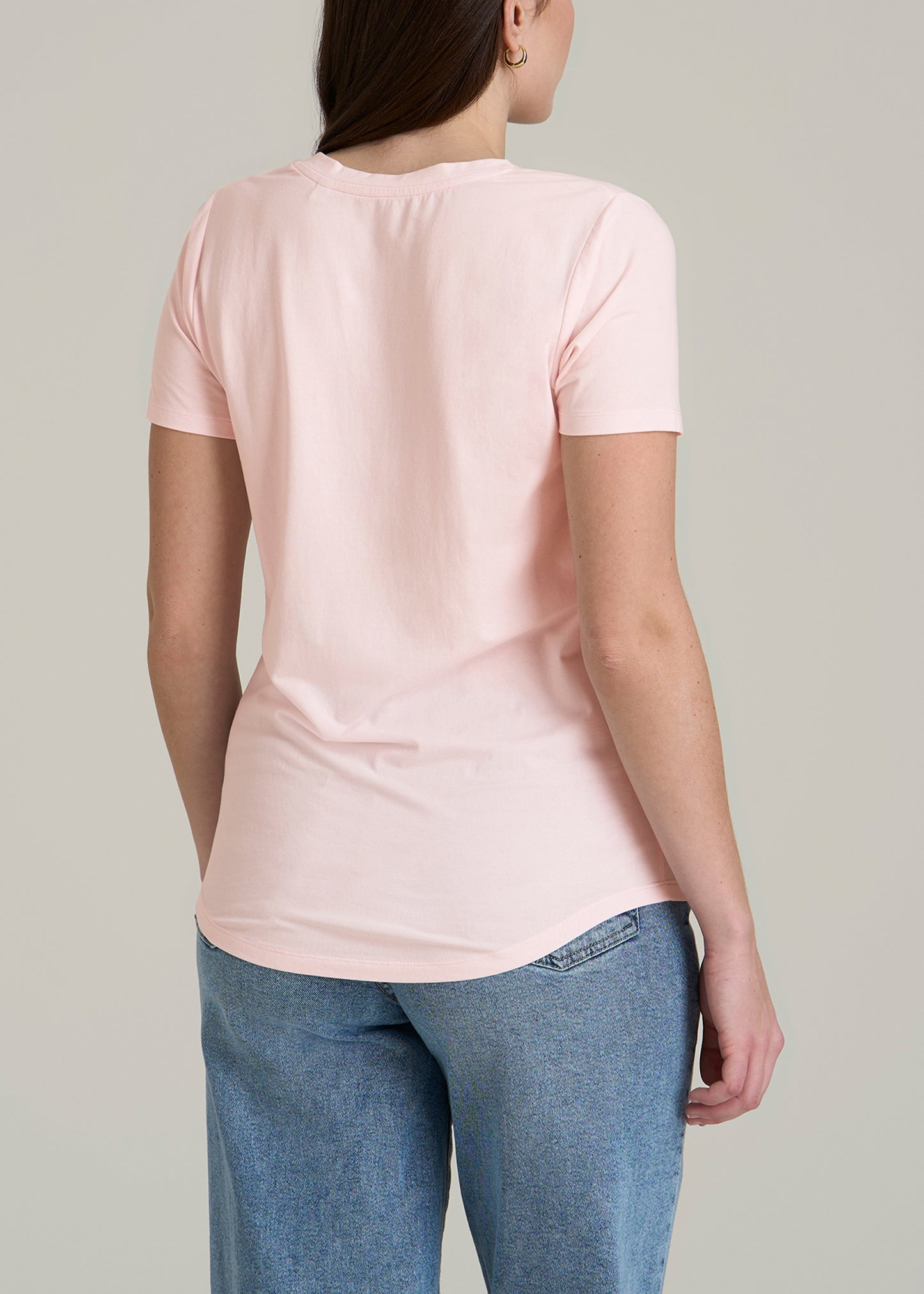 Women's Tall Scoop V-Neck Tee in Barely Pink