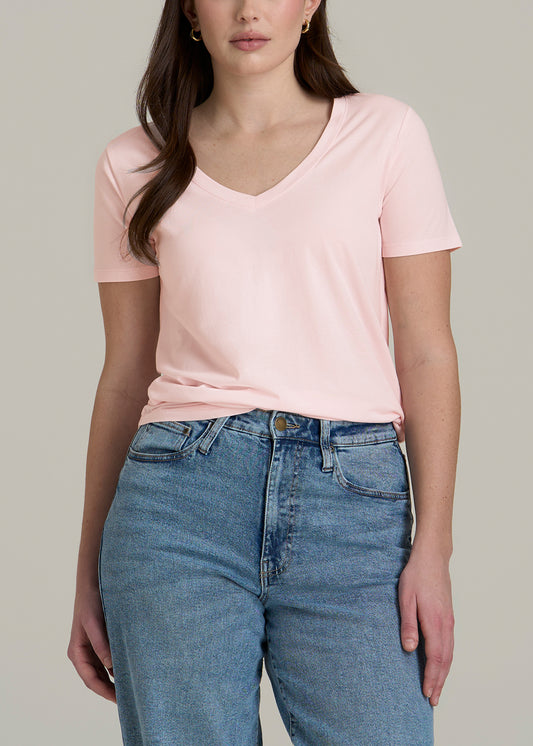 Women's Tall Scoop V-Neck Tee in Barely Pink