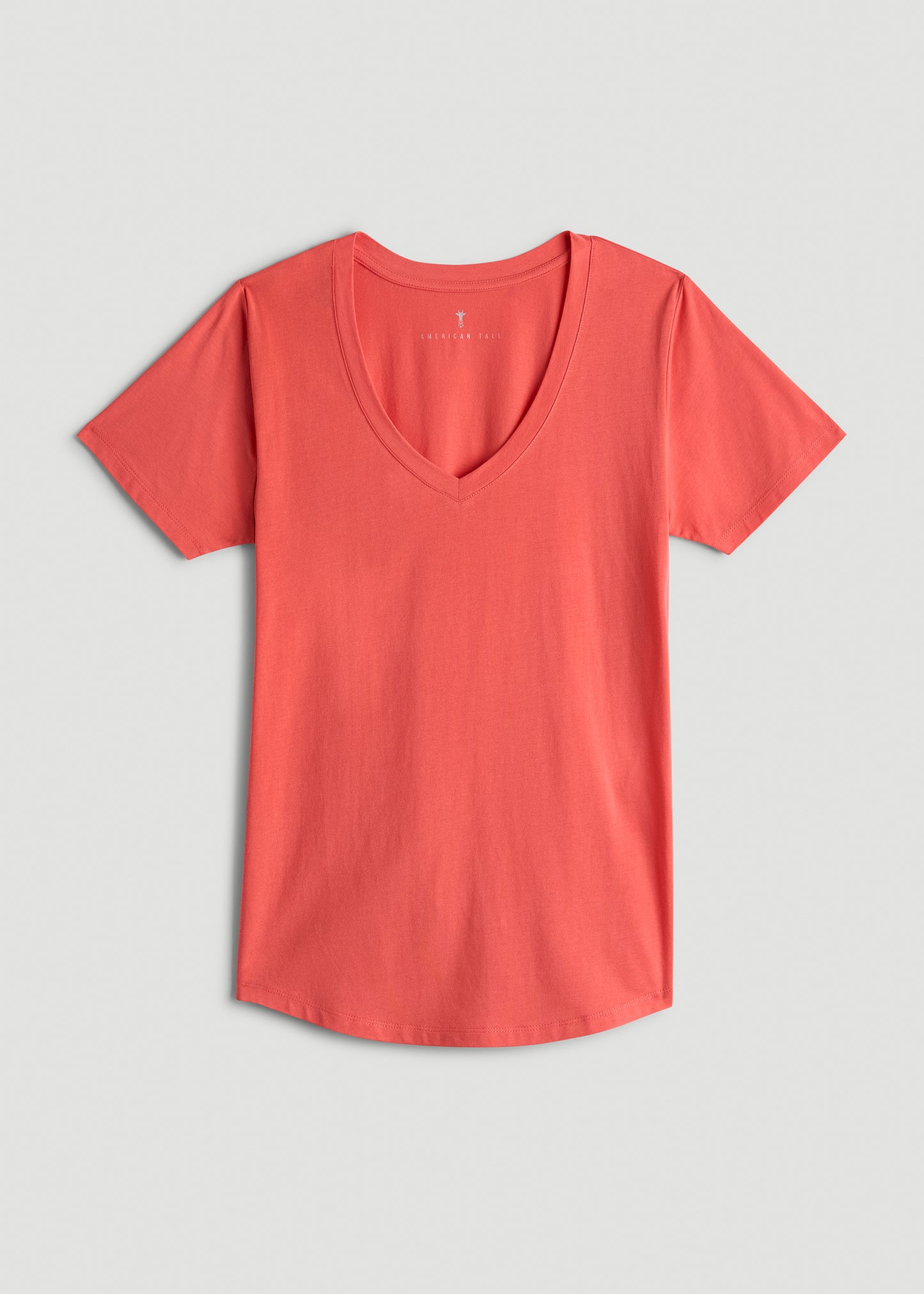 Women's Tall Scoop V-Neck Tee in Sunset Coral