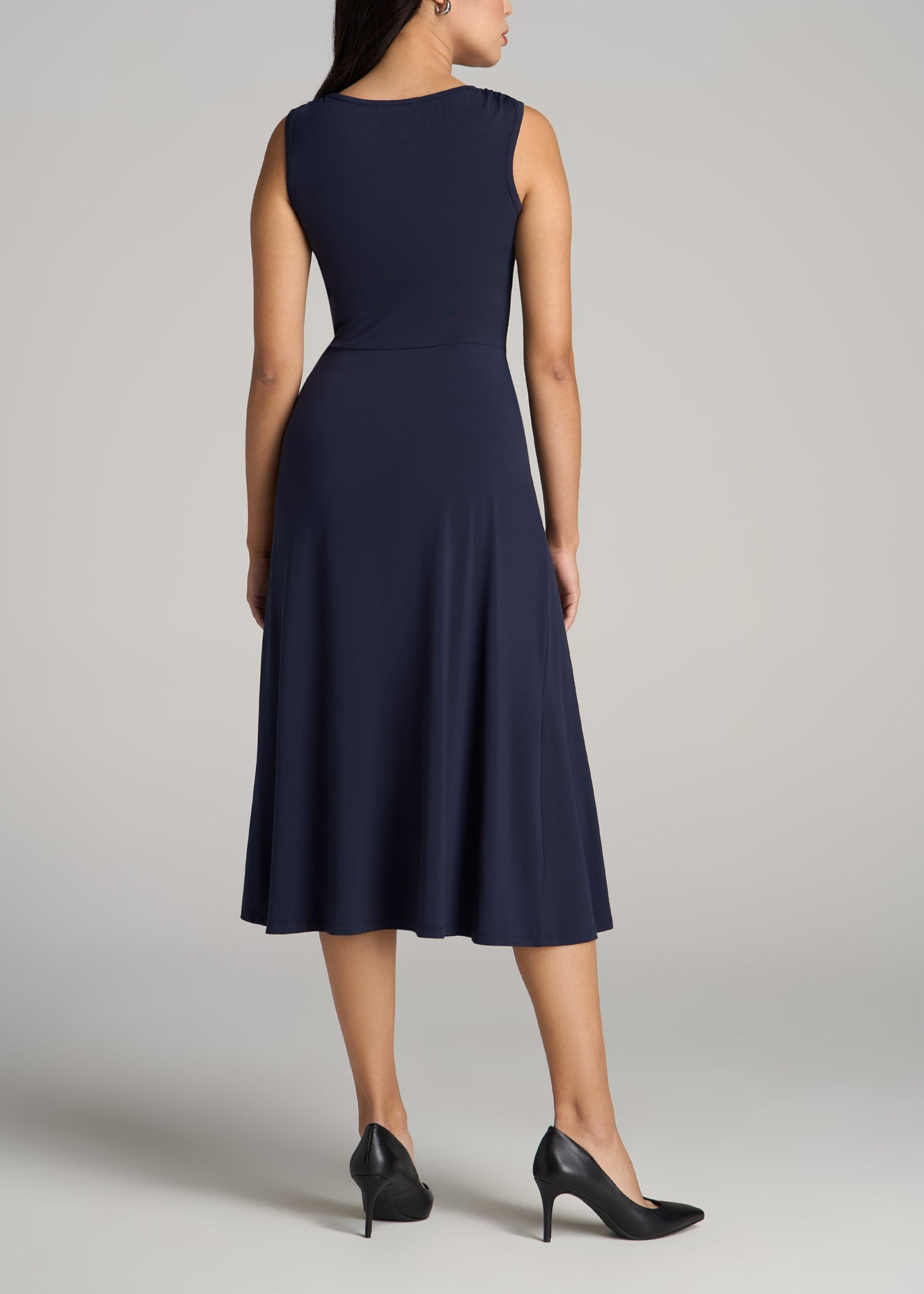 Sleeveless Knot Front Dress for Tall Women in Navy