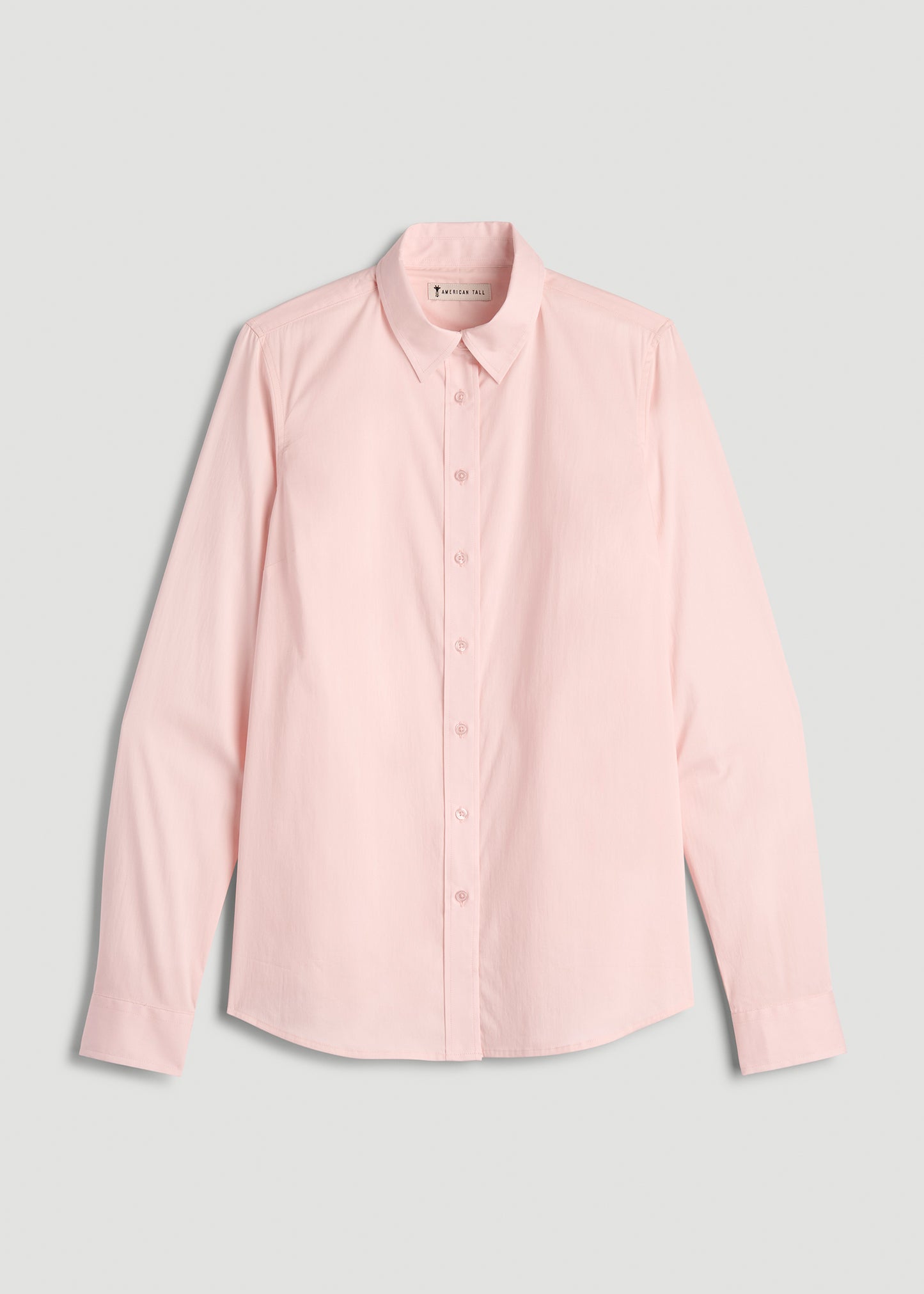 Slim Fit Button Up Women's Tall Shirt in Barely Pink