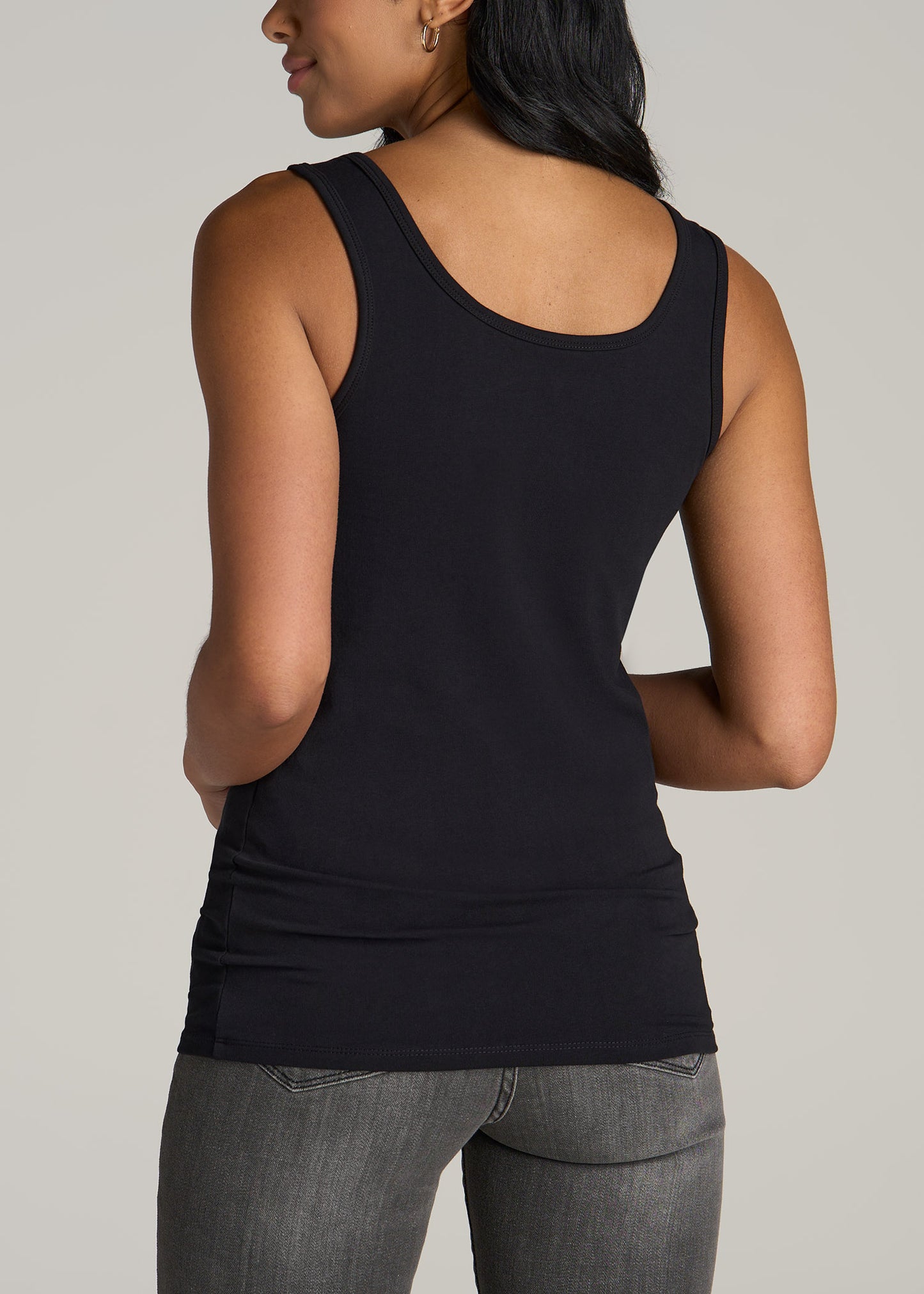 Slim Fit Jersey Tank Top for Tall Women in Black