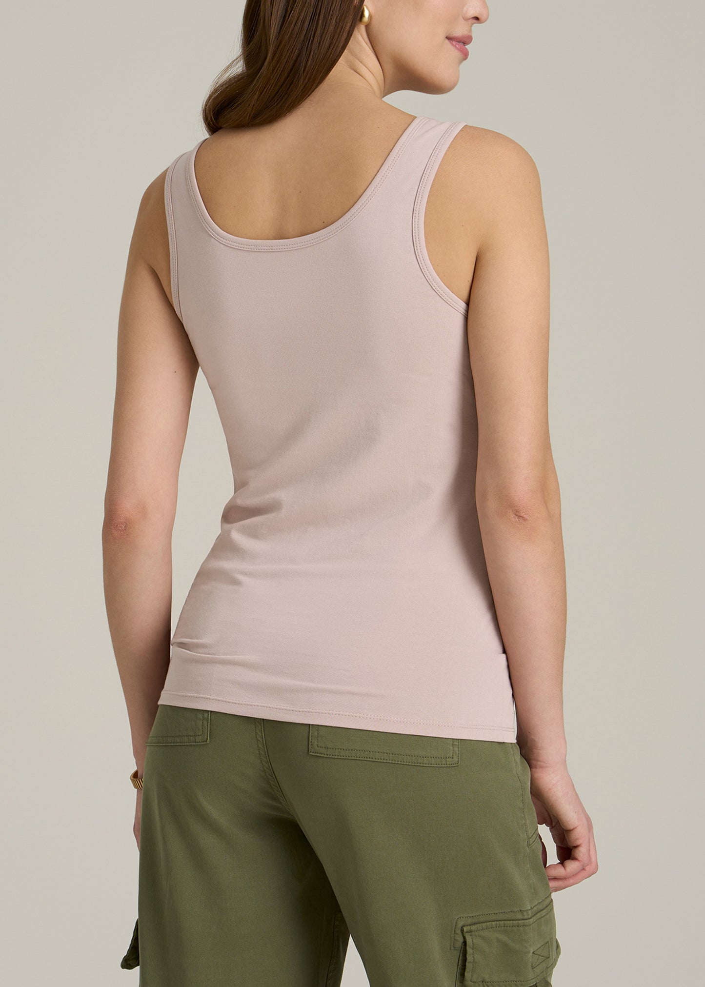 Slim Fit Jersey Tank Top for Tall Women in Desert Rose