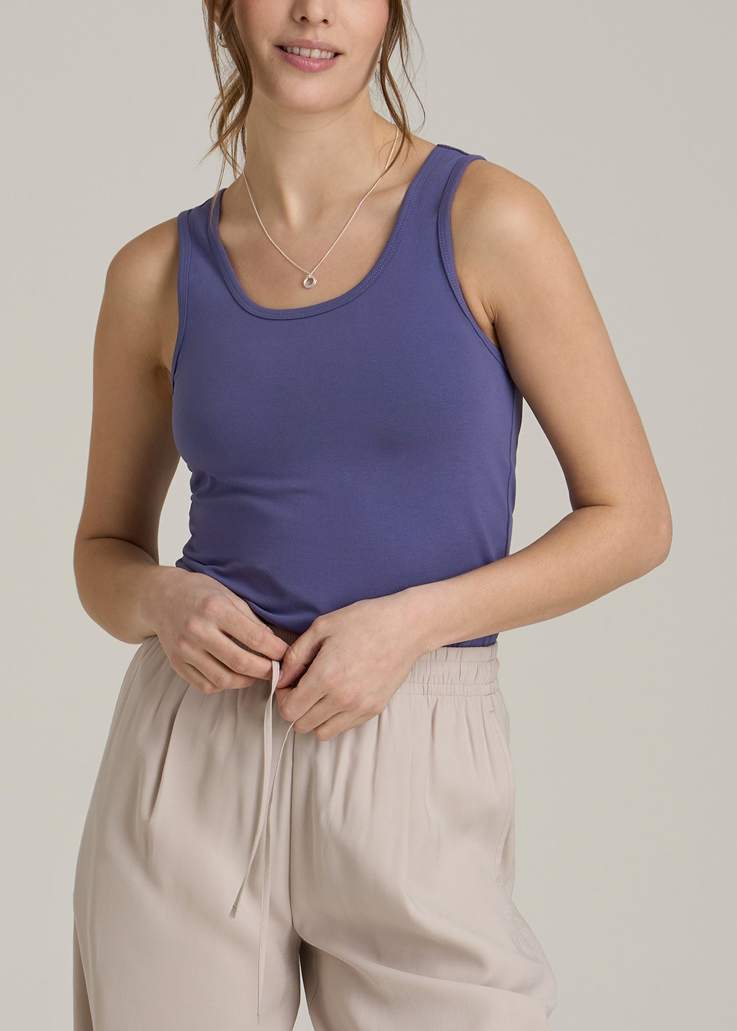 Slim Fit Jersey Tank Top for Tall Women in Future Dusk