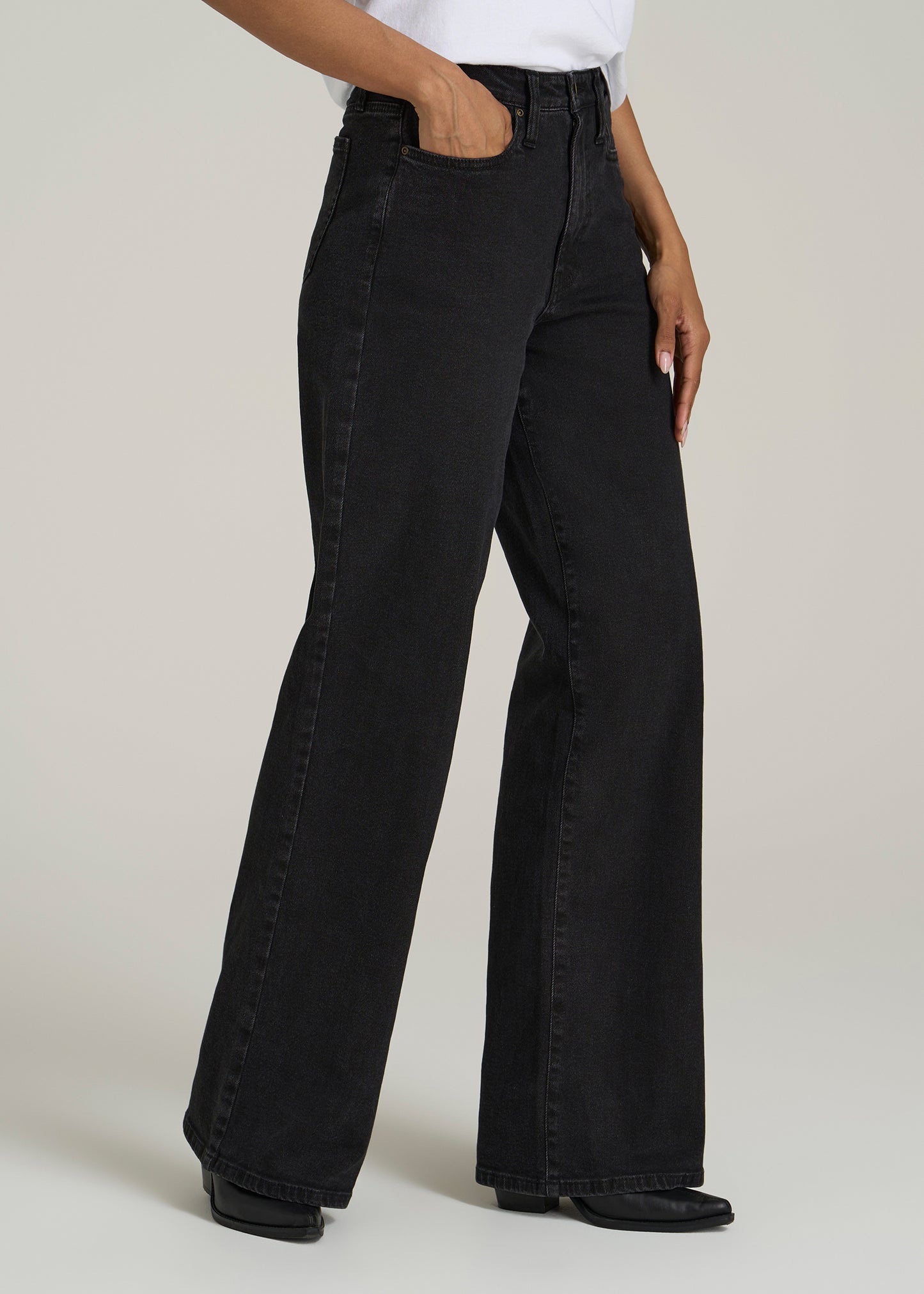 Stevie Wide Leg Jeans for Tall Women in Onyx Black Wash