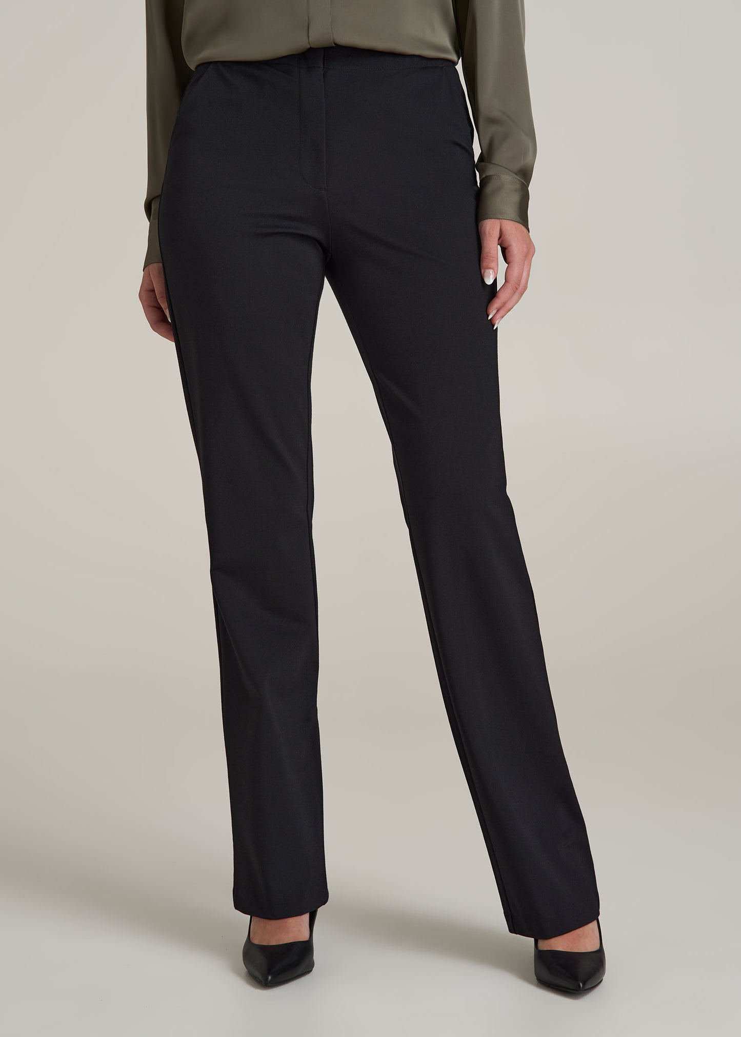 Straight Leg Dress Pants for Tall Women in Black