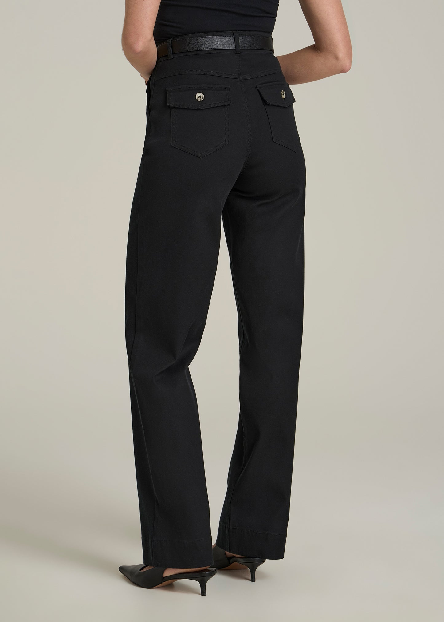 Stretch Twill Wide Leg Pant for Tall Women in Black