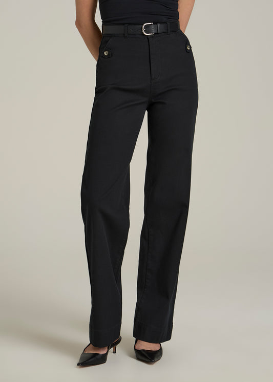 Stretch Twill Wide Leg Pant for Tall Women in Black