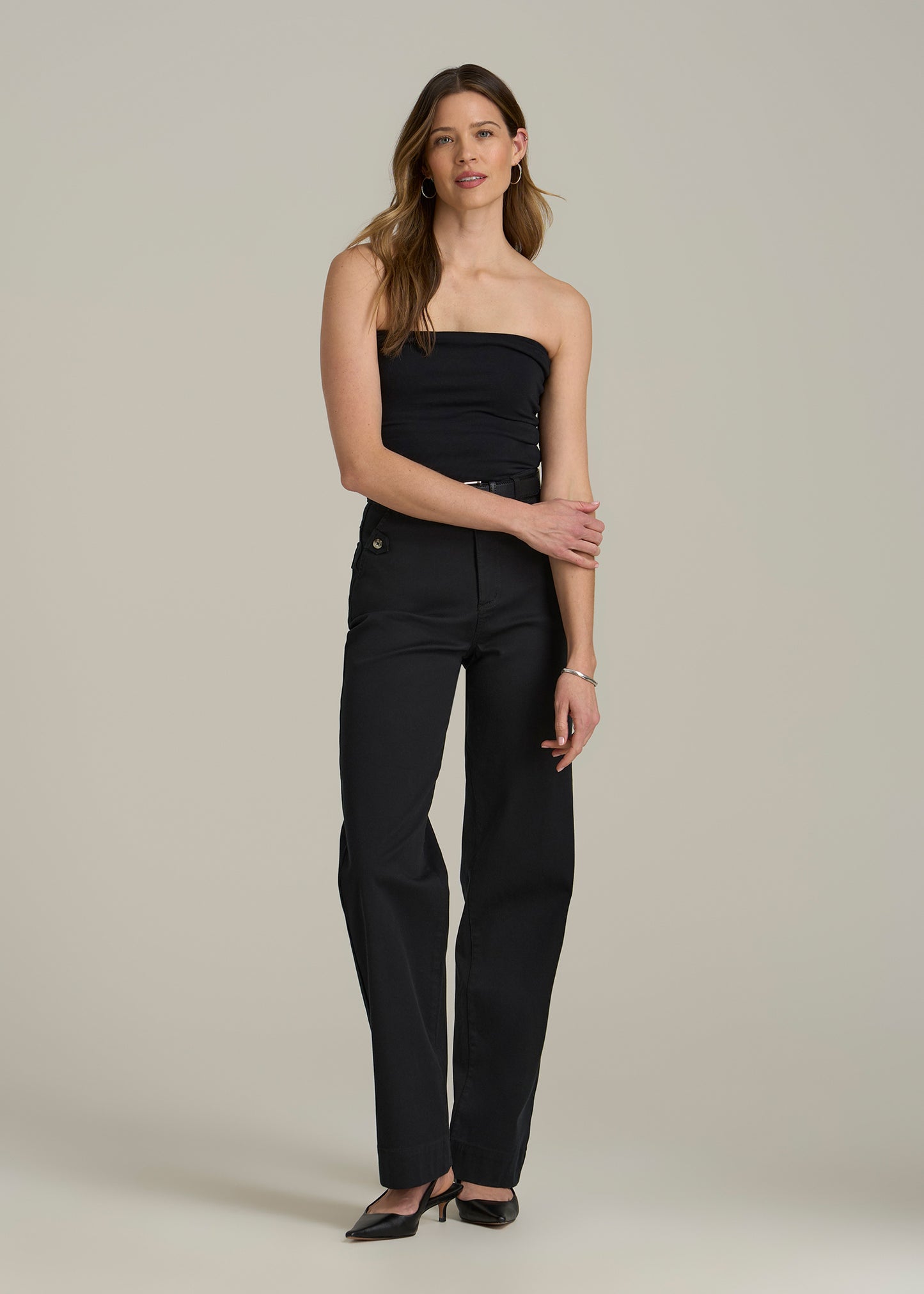 Stretch Twill Wide Leg Pant for Tall Women in Black