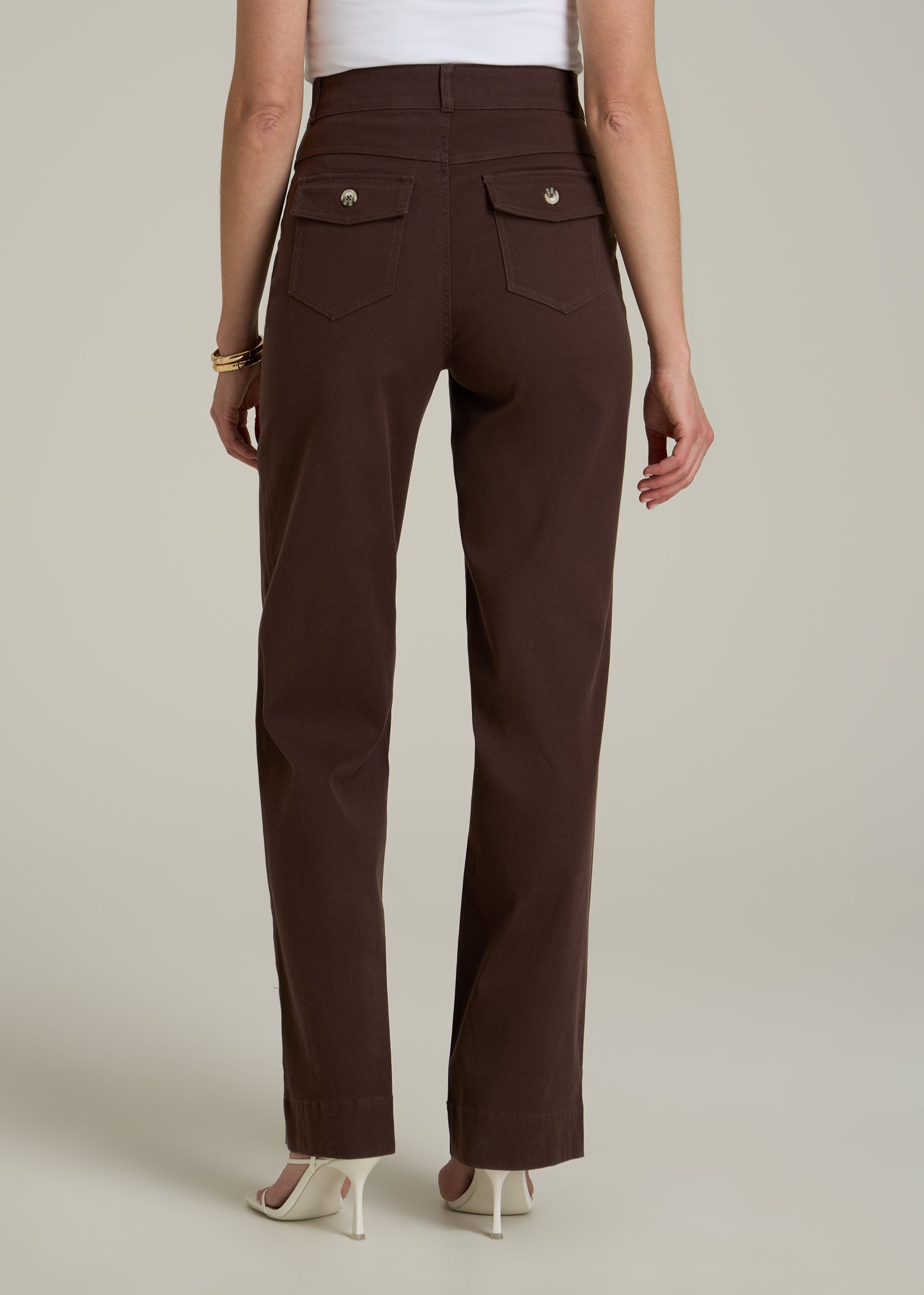 Stretch Twill Wide Leg Pant for Tall Women in Espresso