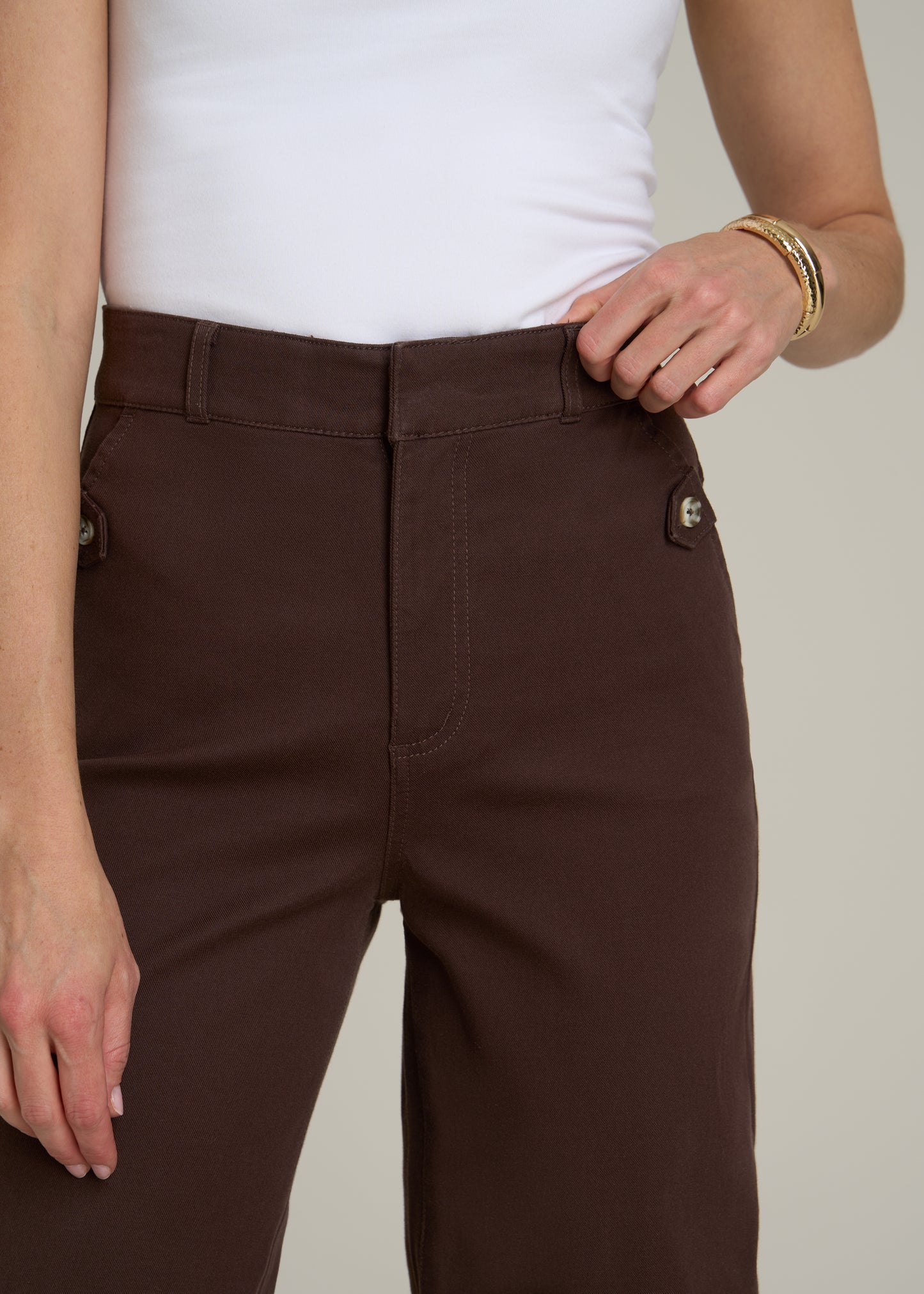 Stretch Twill Wide Leg Pant for Tall Women in Espresso