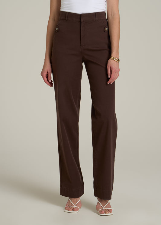 Stretch Twill Wide Leg Pant for Tall Women in Espresso