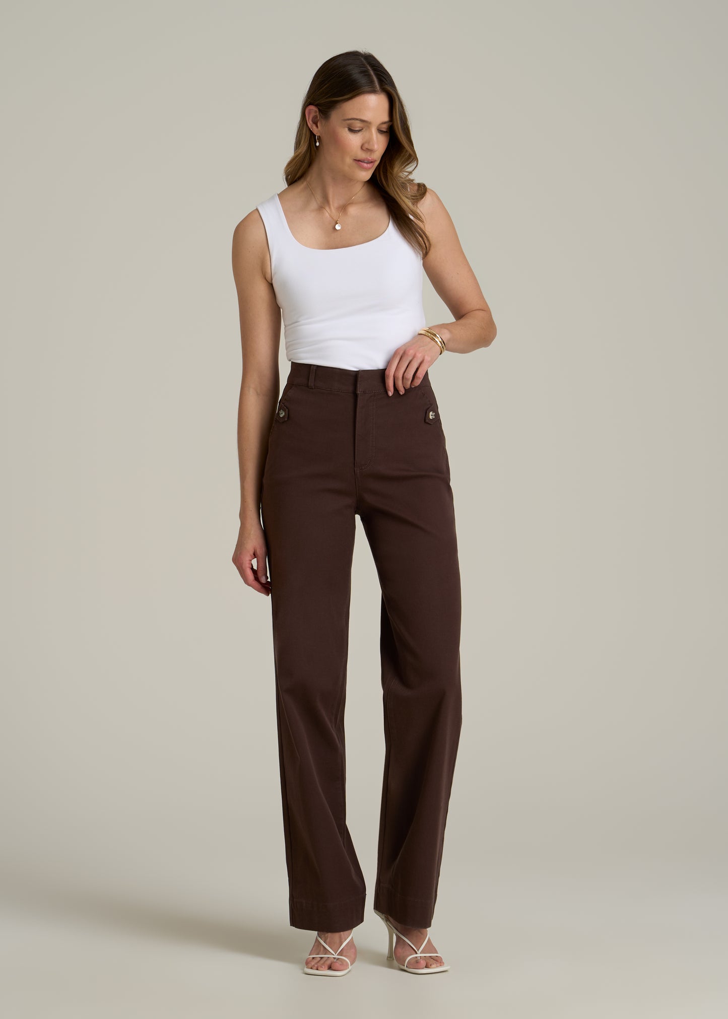 Stretch Twill Wide Leg Pant for Tall Women in Espresso