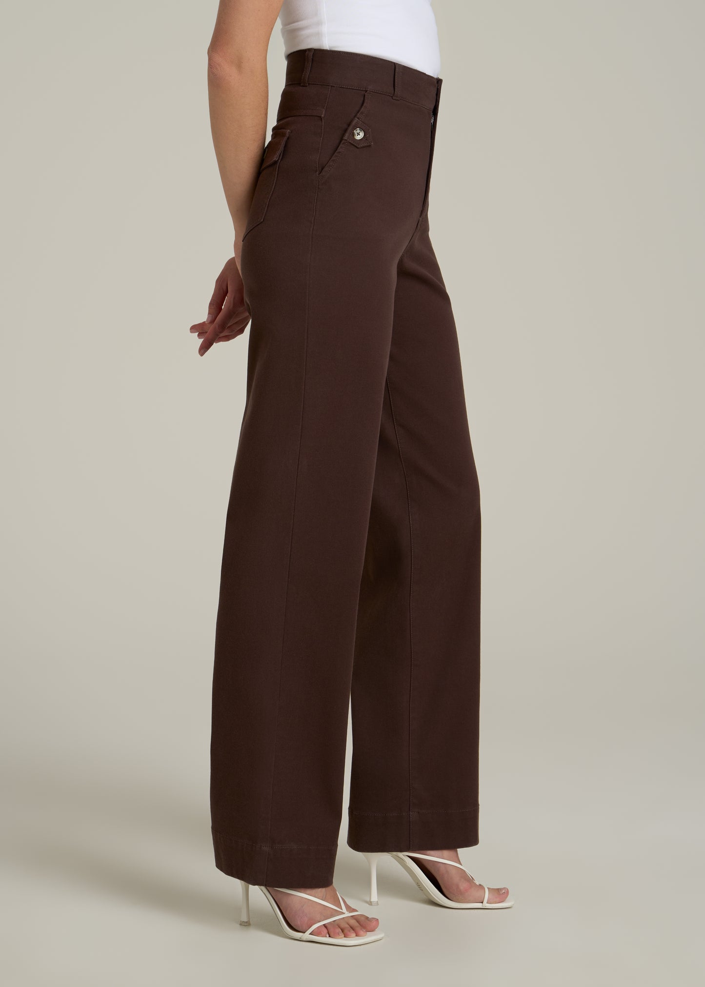 Stretch Twill Wide Leg Pant for Tall Women in Espresso