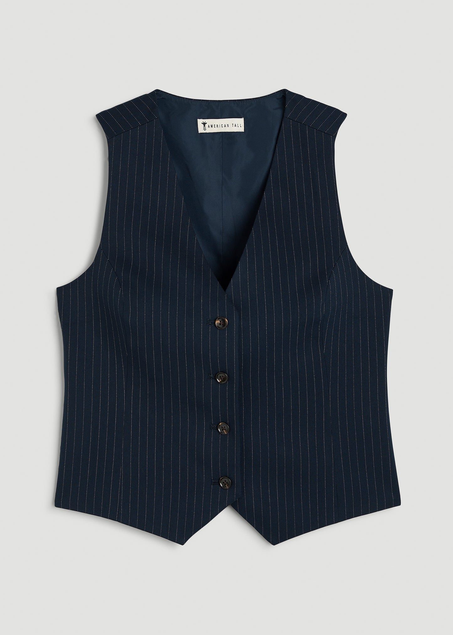 Tailored Tall Women's Vest in Navy Pinstripe