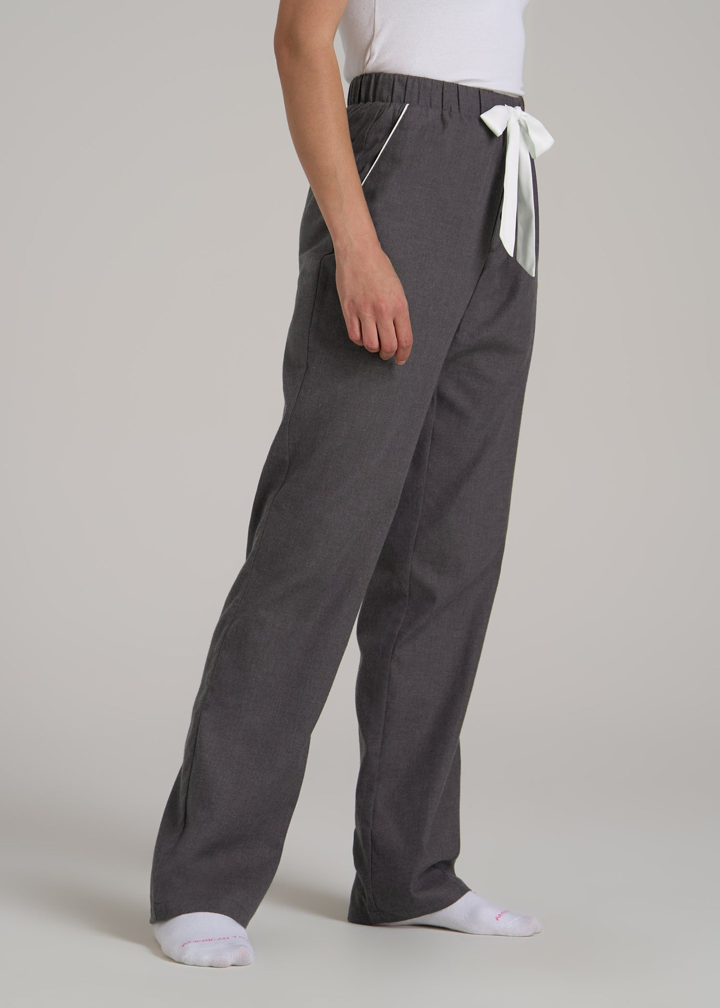 Open-Bottom Flannel Women's Tall Pajama Pants in Charcoal Flannel