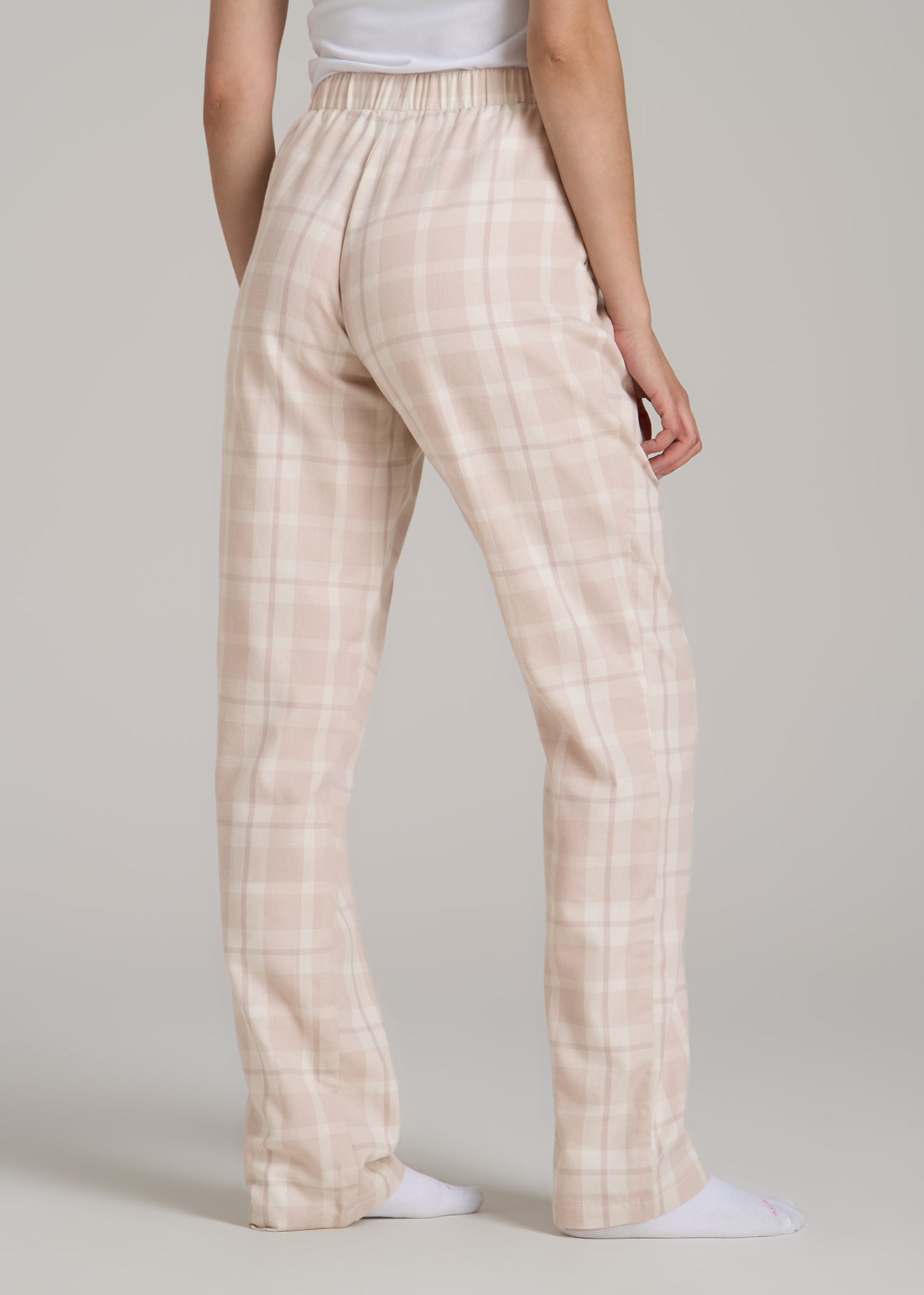 Open-Bottom Flannel Women's Tall Pajama Pants in Sandstorm Plaid