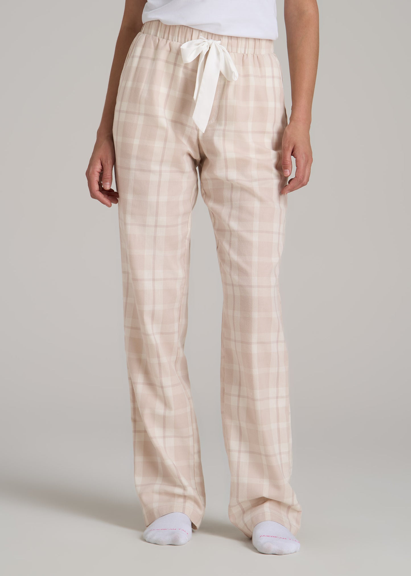 Open-Bottom Flannel Women's Tall Pajama Pants in Sandstorm Plaid