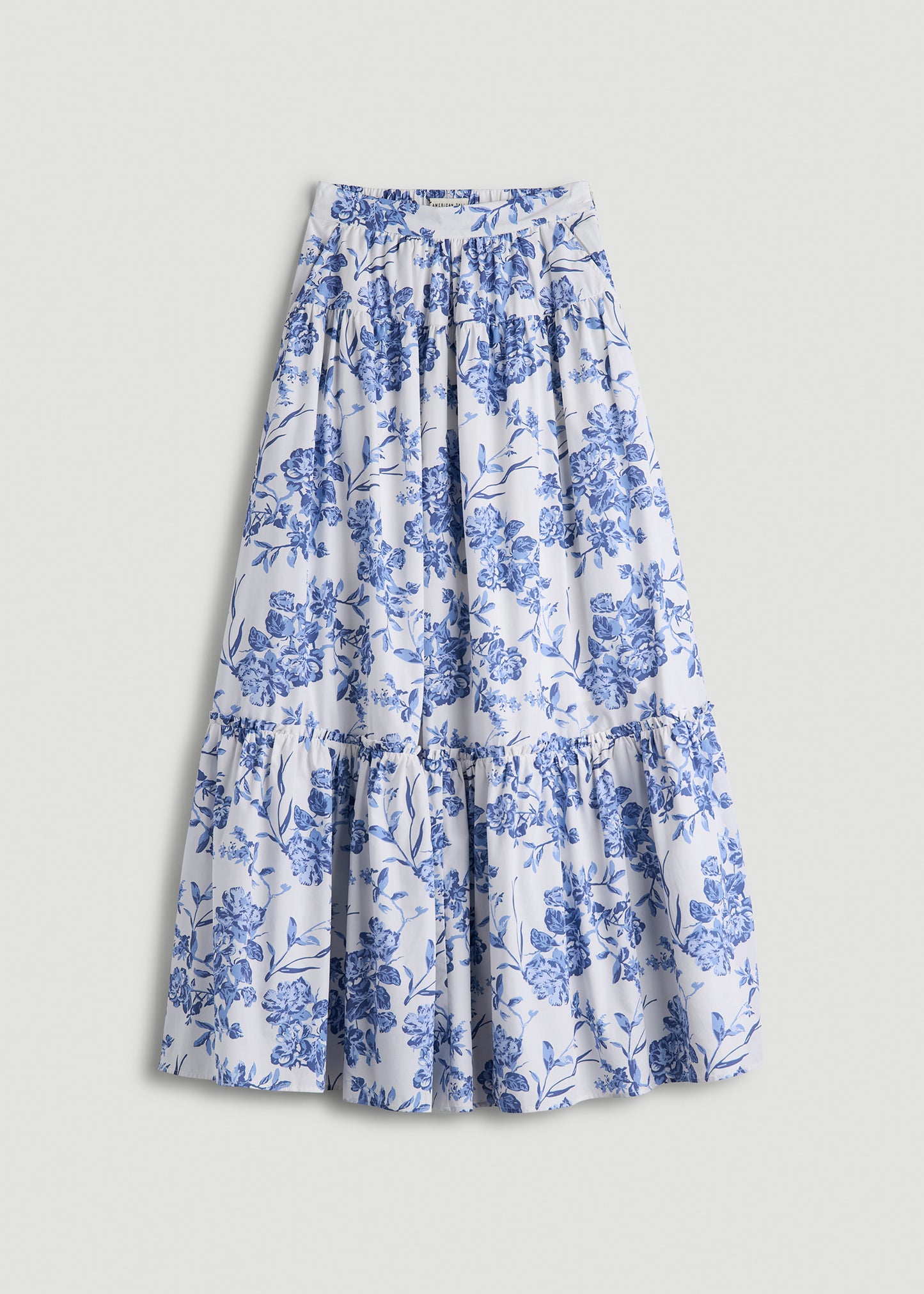 Tiered Cotton Maxi Skirt for Tall Women in Floral Bloom