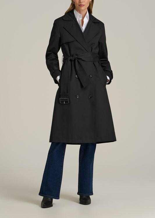 Trench Coat for Tall Women in Black