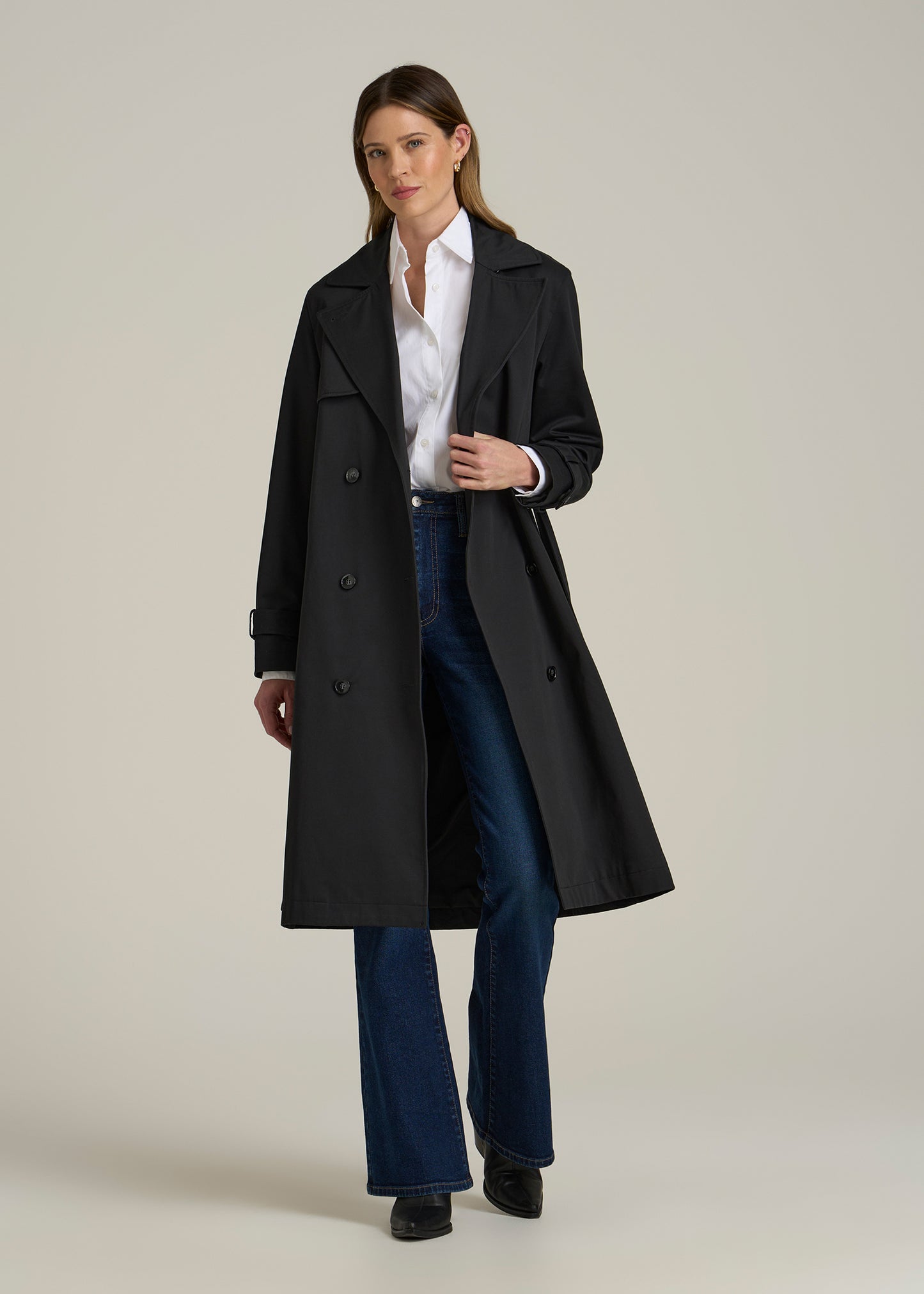 Trench Coat for Tall Women in Black