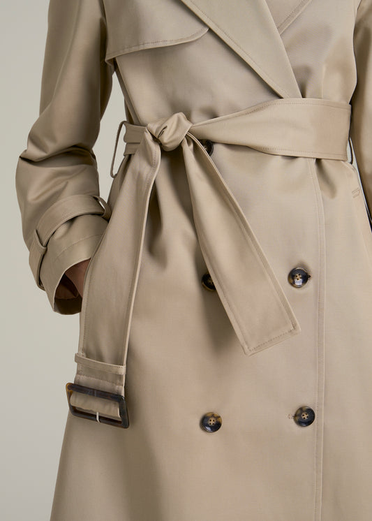 Trench Coat for Tall Women in Light Khaki