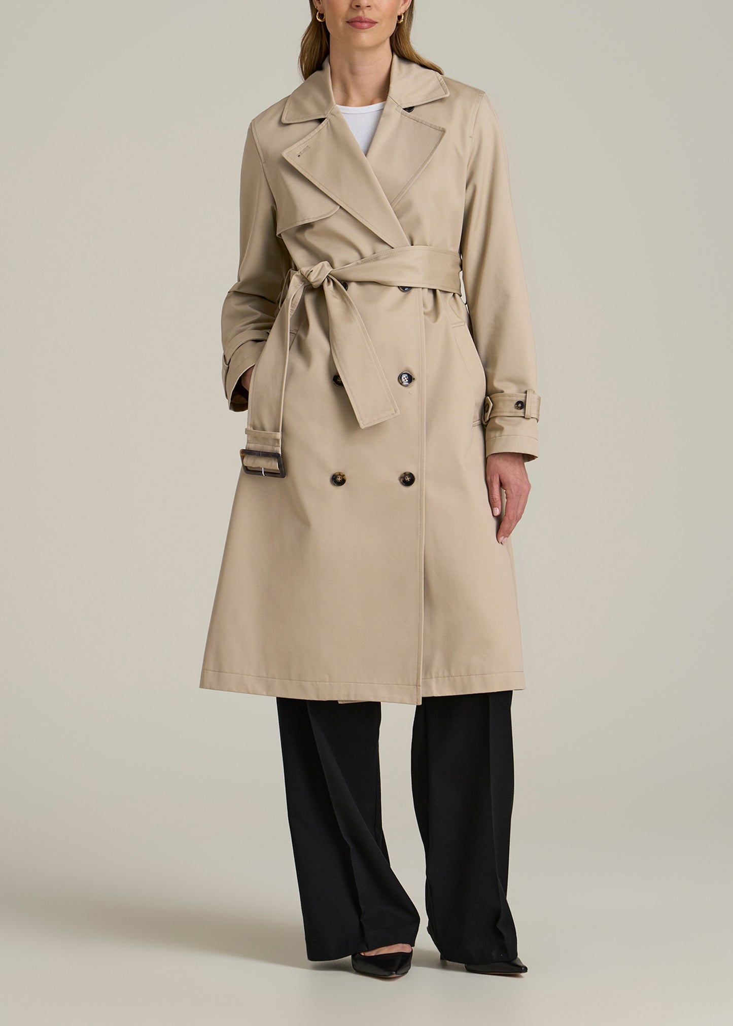 Trench Coat for Tall Women in Light Khaki