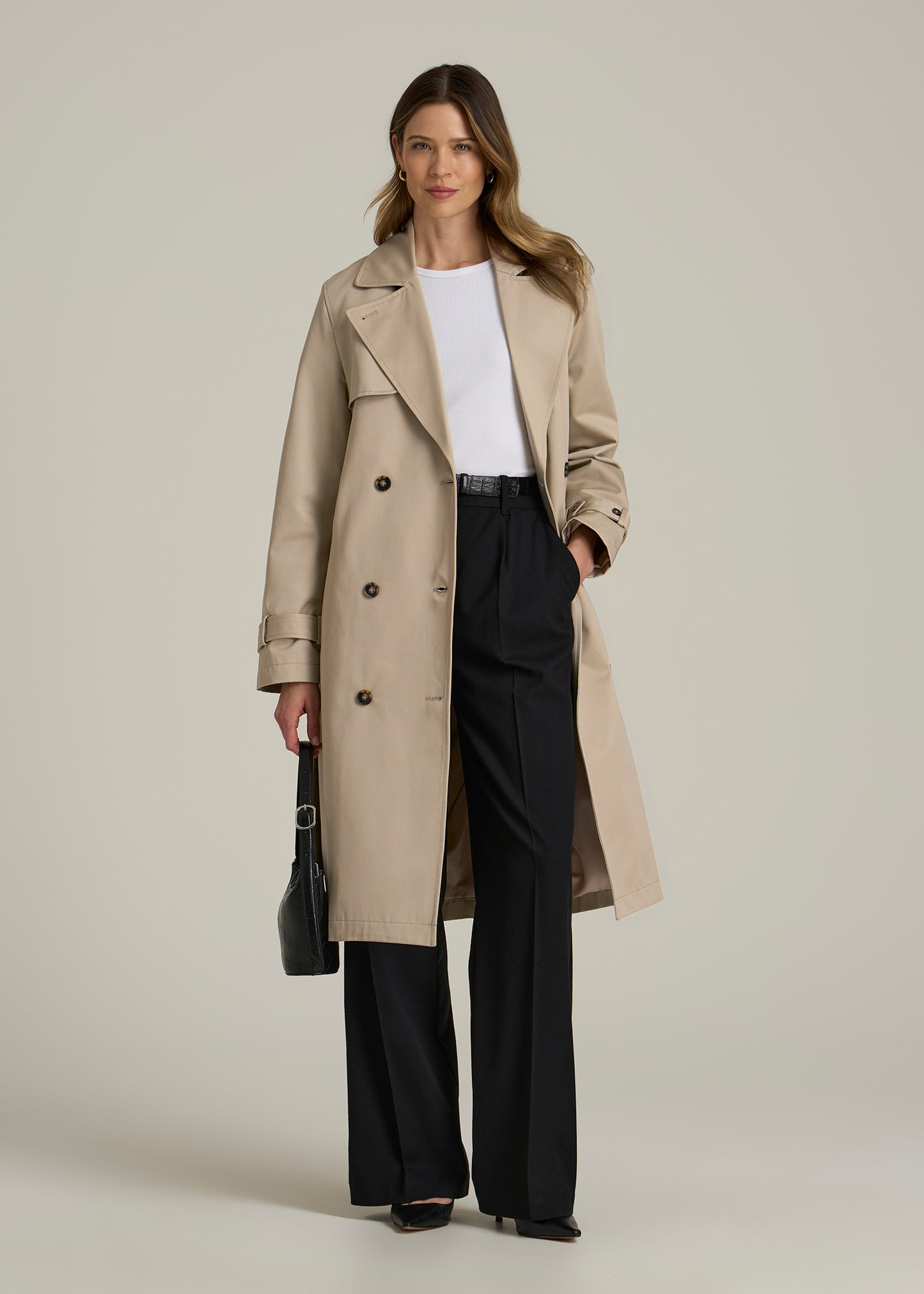 Trench Coat for Tall Women in Light Khaki